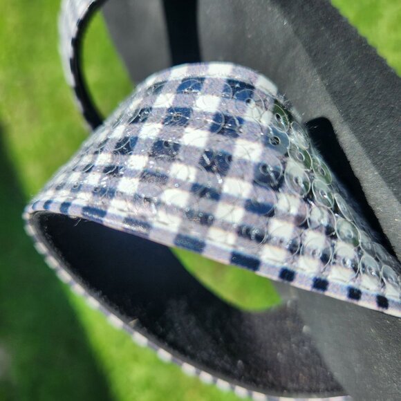 Black & White Checkered Sandals With Double Straps By Cato Size 7 - Picture 5 of 5